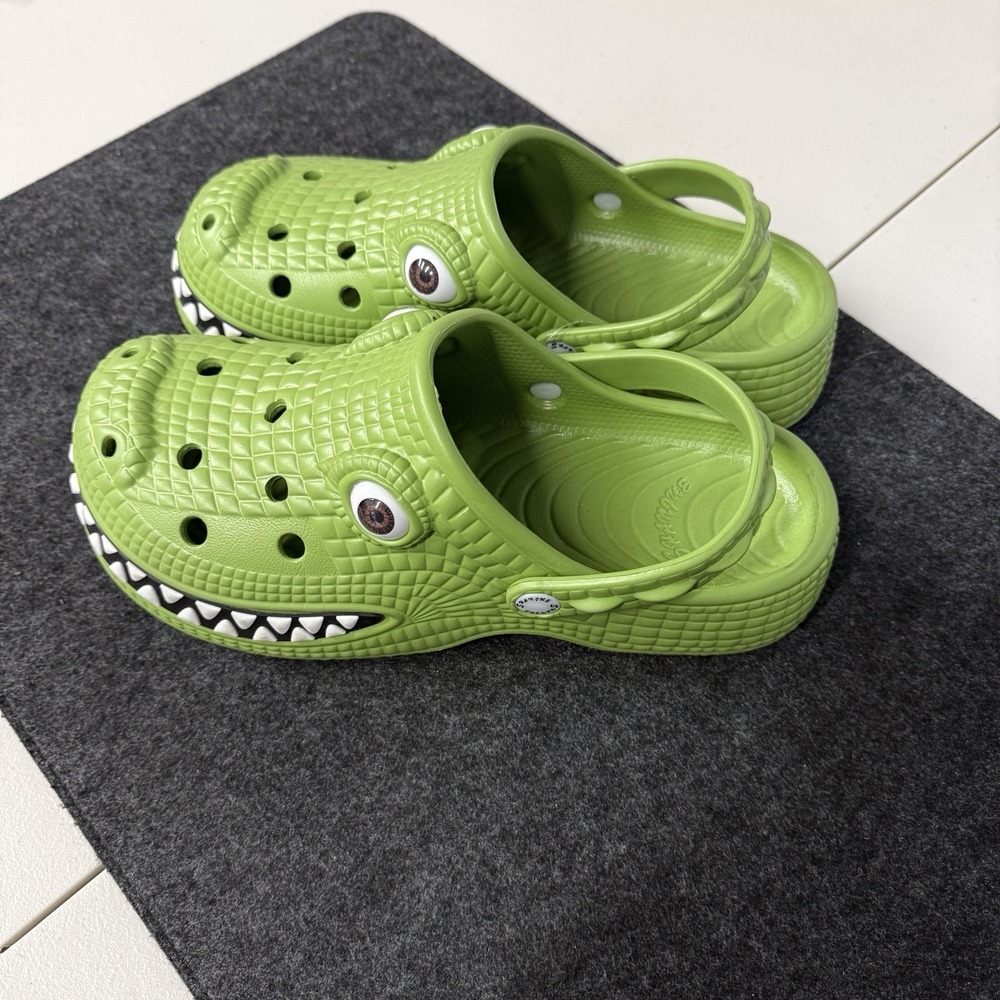 Kids Green Crocodile‎ Clogs Shoes Youth J2 Novelty Slip On Sandals Alligator